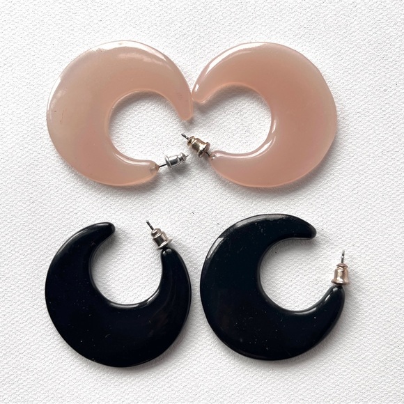 Vintage Kenneth Jay Lane 8pr Boxed Set Crescent Slice Hoop Earrings KJL Designer - Picture 3 of 16